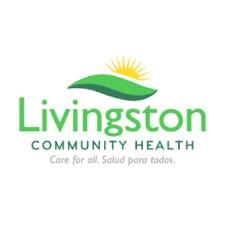 Livingston Community Health logo with green mountains and a sunrise
